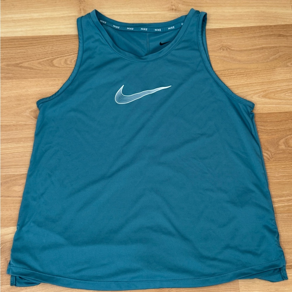Nike Teal Blue Dri-FIT Tank Top with White Swoosh